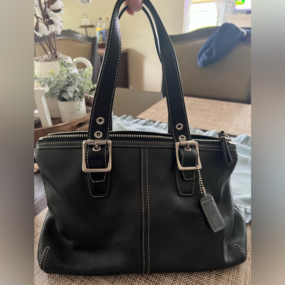 Black leather Coach handbag